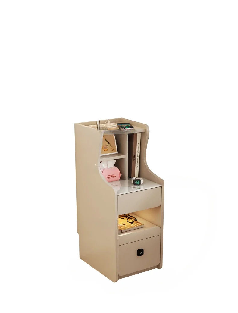 Modern Bedside Table Storage Integrated Simple Small Ultra-Narrow Storage Cabinet USB Charging Smart New Sandwich Cabinet