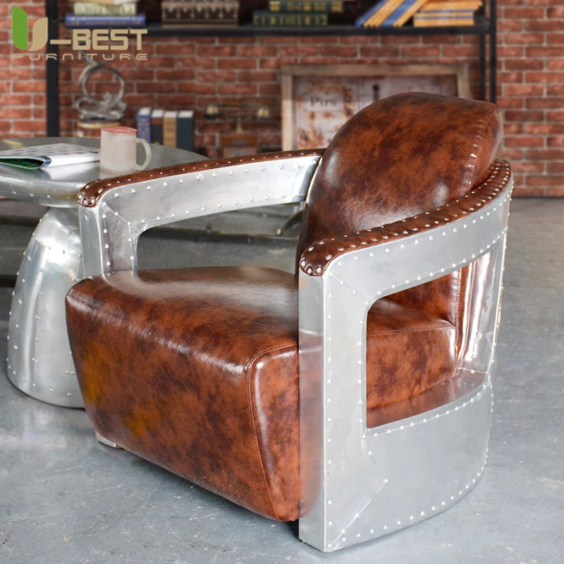 Industrial Retro Aviato Single Sofa Living Room Furniture Leather Chair Personalization Pub Club Studio Kanepe Bankstel Hoekbank