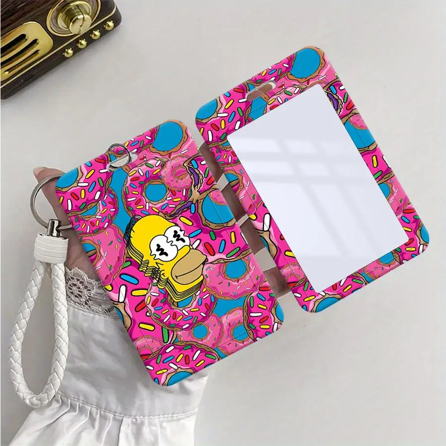 Schutzhülle, 1 Stück, Kartenhalter, einziehbar, Kreditkartenhalter, Halter für Kinderbusse mit Umhängeband, Bankausweis, Cartoon Simpsons
