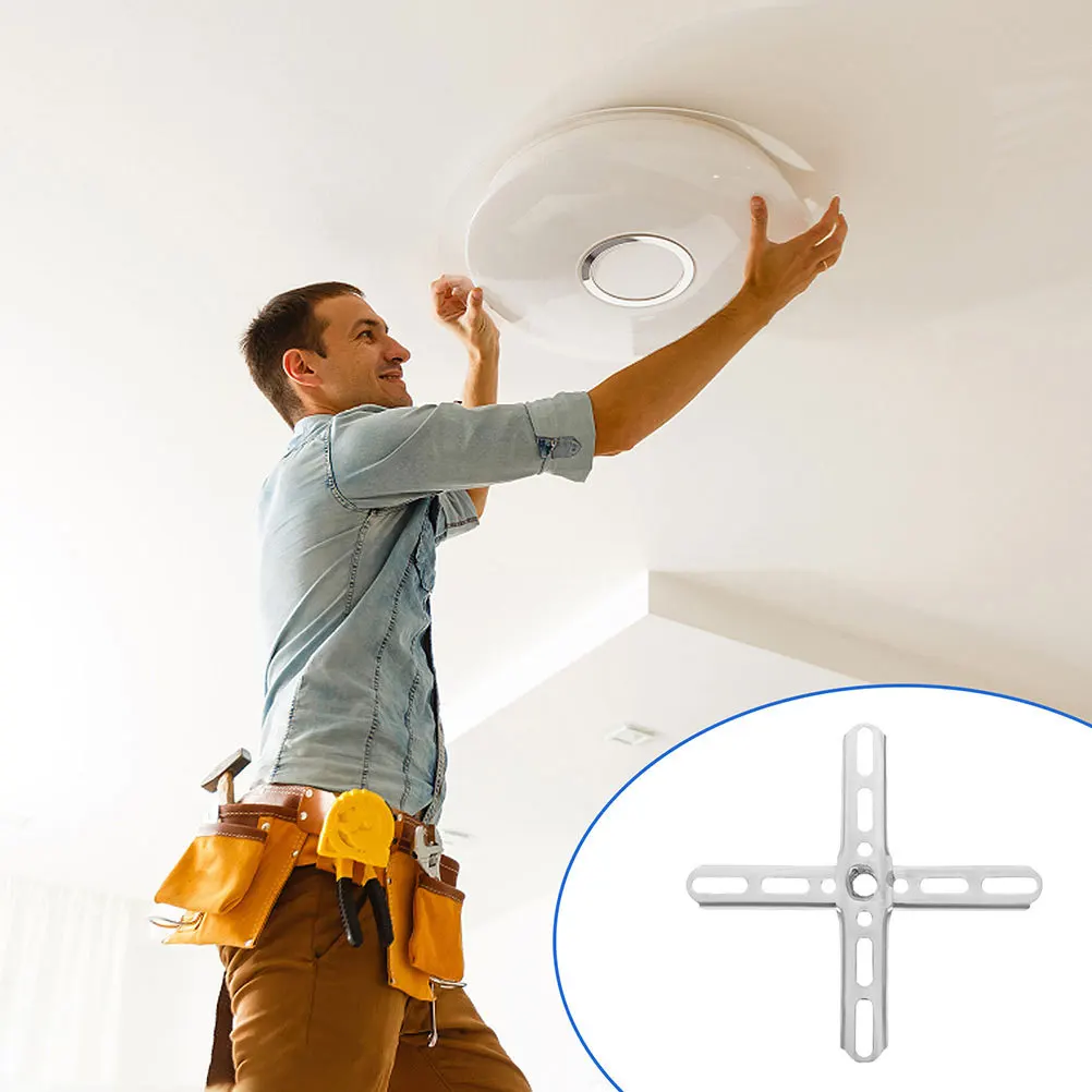 1 قطعة لوحة تركيب على شكل متقاطع لتركيب مصابيح السقف دعامة معدنية تركيب مخفي إضاءة شريط خلفي حديدي متين