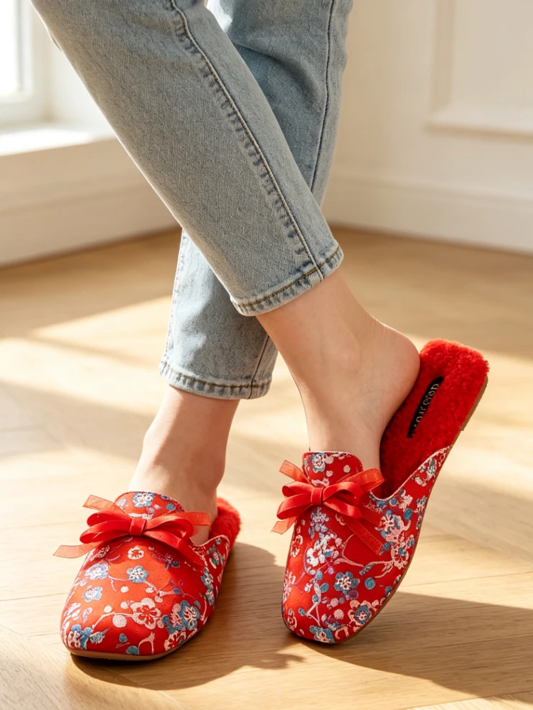 Elegante satijnen geborduurde - Women Shoes For Winter recensie en prijs