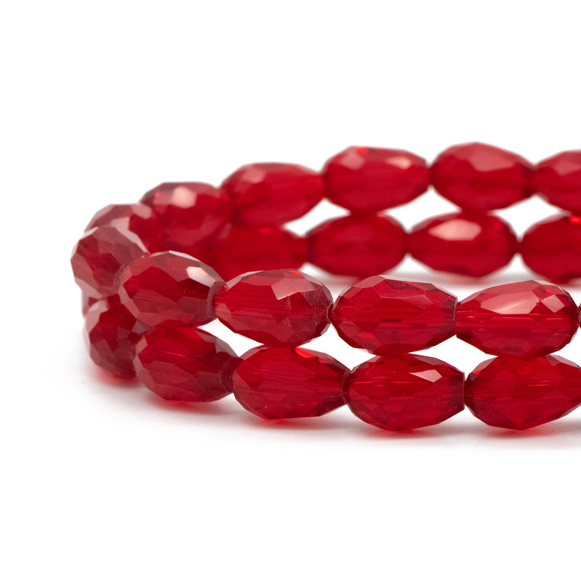 

56pcs Teardrop Crystal Glass Faceted Beads 8x11mm, Transparent Red - (#SS08-58)