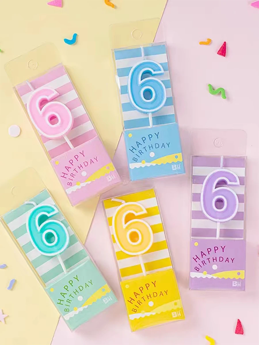 Kinder Macaron Candy Color Happy Birthday Digitale Kerze Kuchen Jahrestag Feier Party Dekoration – Detail 7