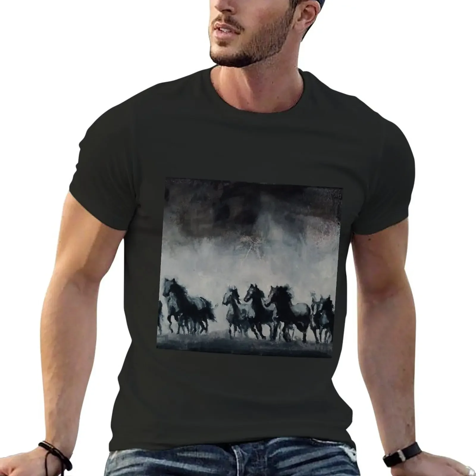 

Raging - Horse Painting T-Shirt vintage clothes graphics plus sizes mens tall t shirts