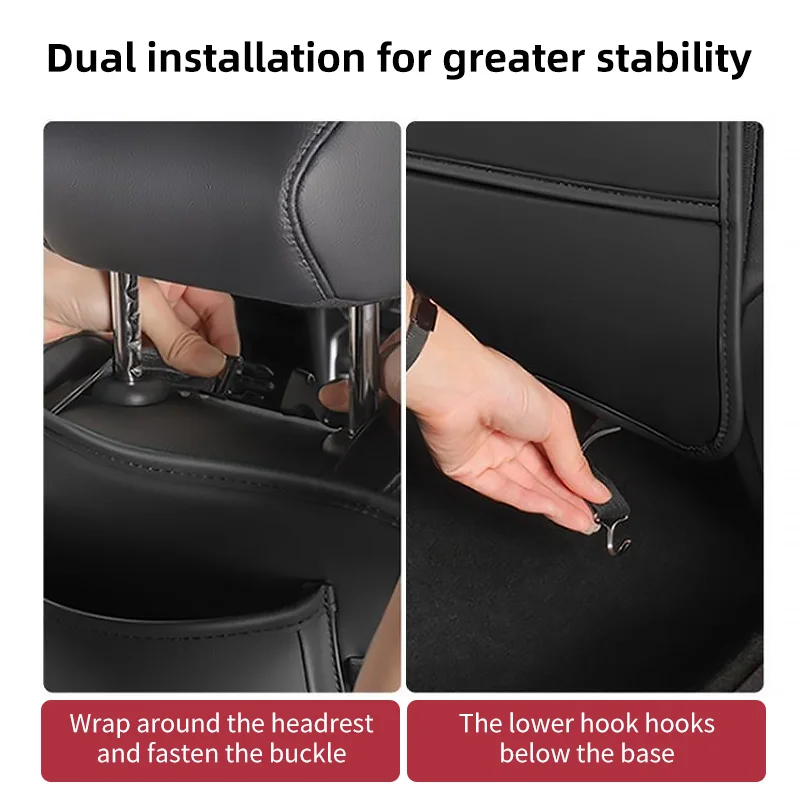 Car Seat Back Storage Bag All in one Backseat Organizer Hanging Bag with Tissue Cup Holder Anti Kick Pad for AUDI Q3 Q7 Q8 TT view 6