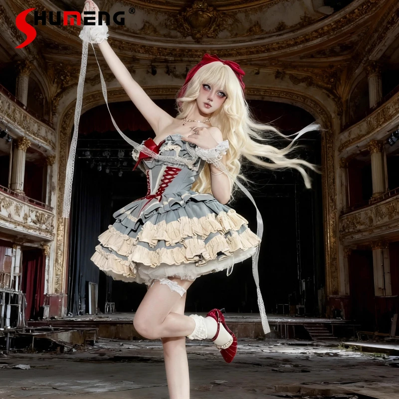 Halloween Cos Lolita Prinses Jurken Nieuwe 2023 Meisjes Vrouw Zoete Elegante Boog Gezwollen Verjaardag Jurk Ballet Stijl Mini Jurk