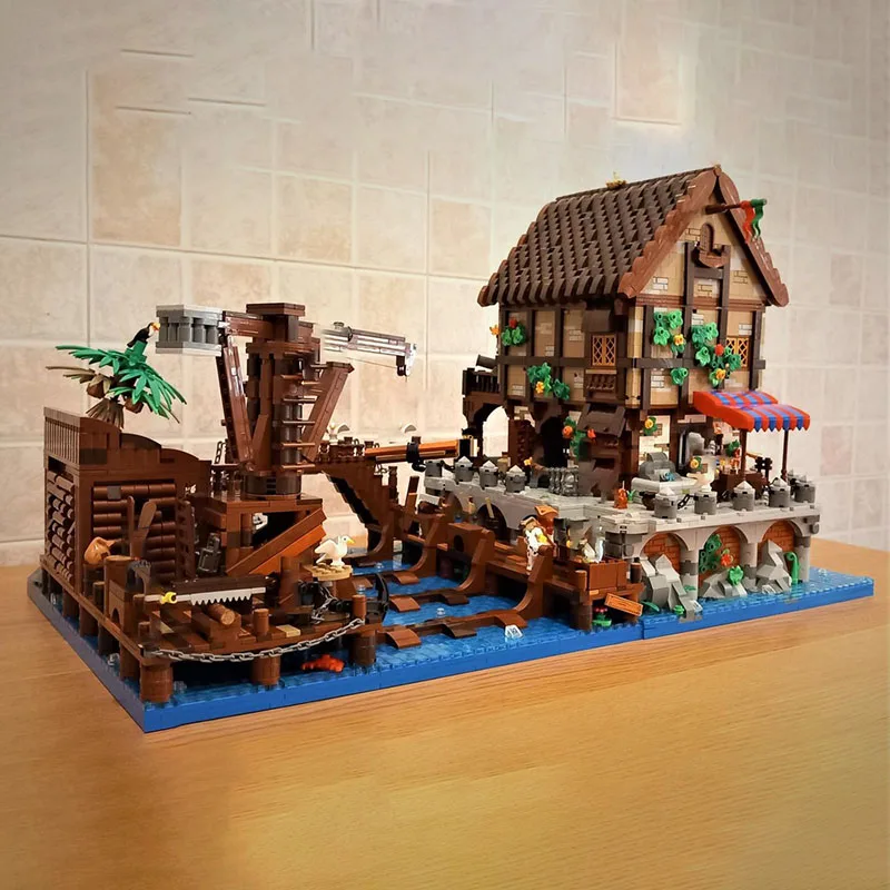 Pirate Fortress Moc Building Brick Modular Pirate Caribbean Shipyard Model Technology Blocks Christmas DIY Toy Construction Gift