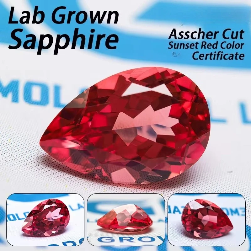 ToTFire Lotus Color Lab Grown Padparadscha Pear Cut Gemstone