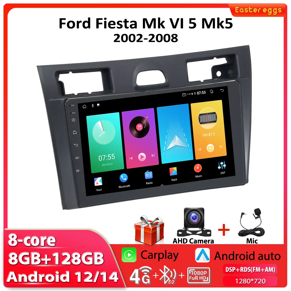 Android Car Radio For Ford Fiesta Mk VI 5 Mk5 2002-2008 Multimedia Video Player GPS Navigation Stereo BT Carplay Autoradio Auto