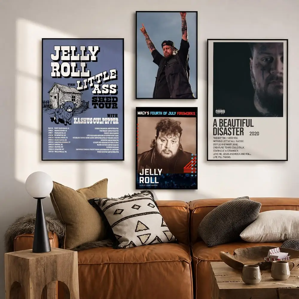 Rapper Jelly Roll Poster HD poster wall art self-stick no-residue for home cafe office great gift