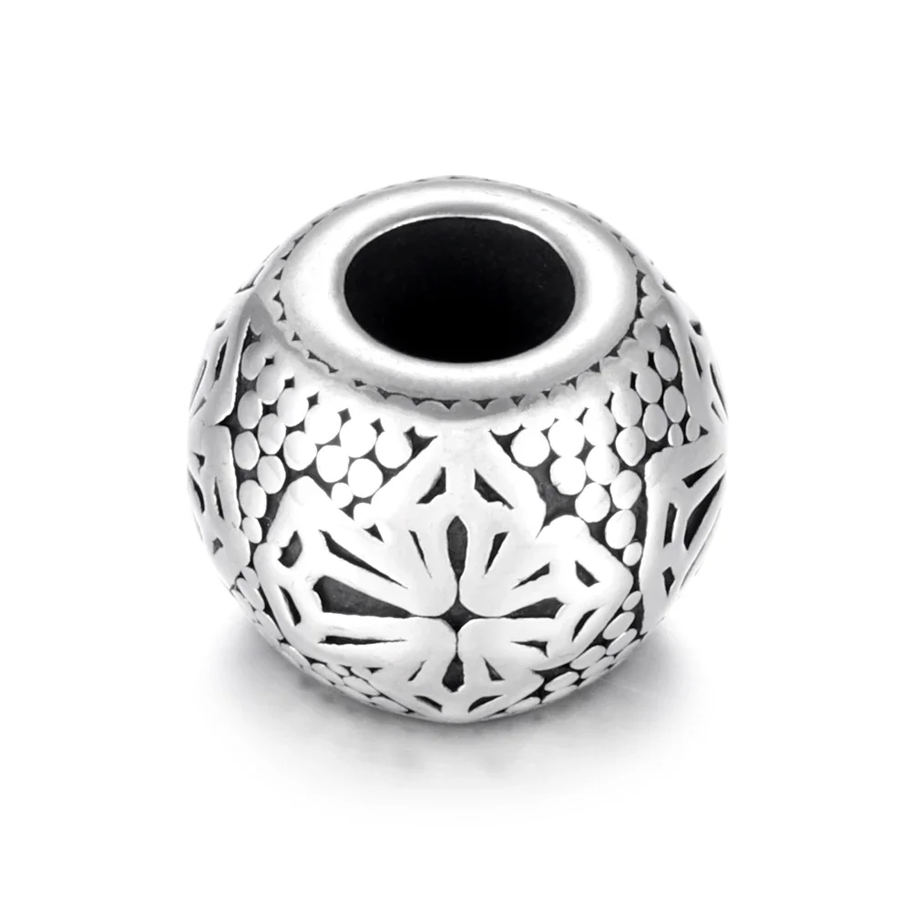 Stainless Steel Beads Dumn with Cross 5.5mm Hole Metal European Bead Bracelet Making Charms DIY Jewellery Supplies