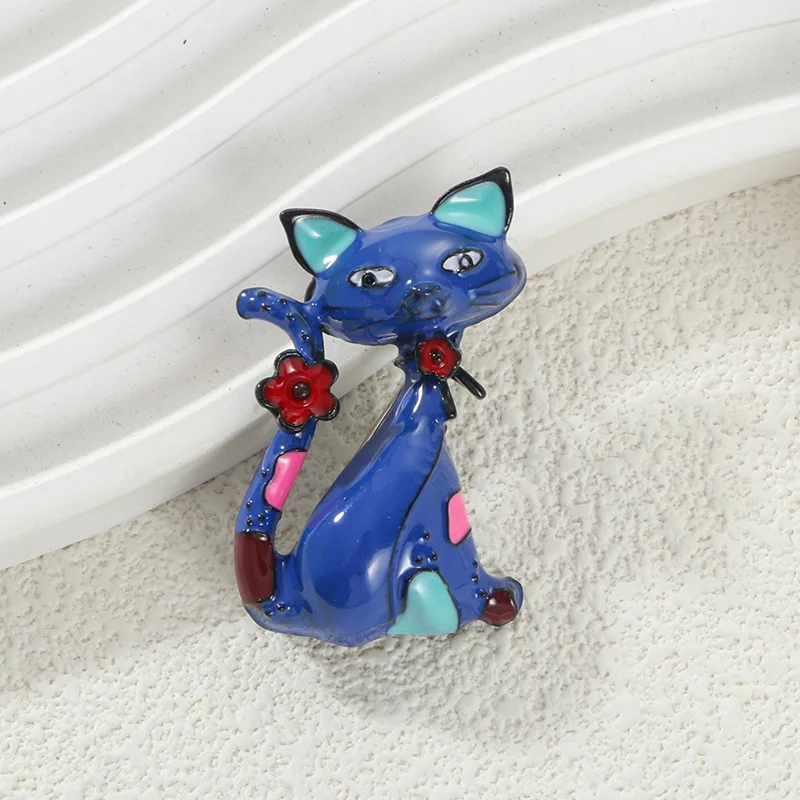 New cartoon colored cat brooch series alloy drip oil cute animal monkey brooch chest flower clothing accessories