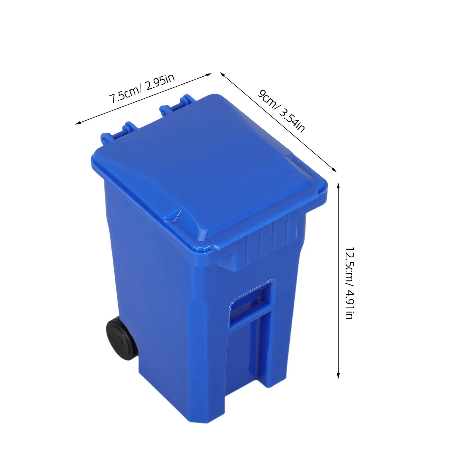 2Pcs Mini Trash Can for Desk Compact Plastic Desktop Waste Basket Covered Desktop Garbage Bin Pencil Pen Holder Blue