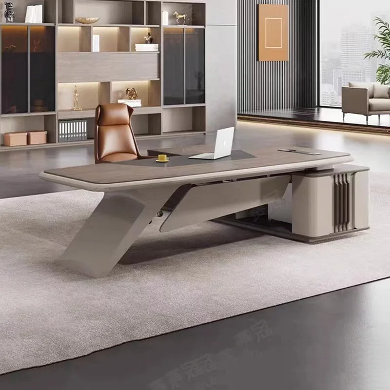Nordic Aesthetic Office Desk Modern Wooden Reception Design Computer Office Desk Decoration Luxury Scrivania Salon Furniture - view 4
