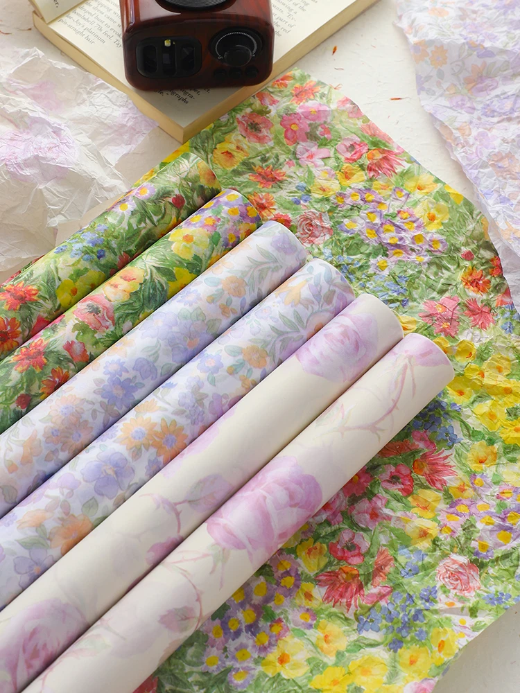 

Винтажная цветочная серия ко Дню святого Валентина, бумага «Снежная груша», оберточная бумага для букета с печатной подкладкой, пакеты из креповой бумаги, 10 шт.