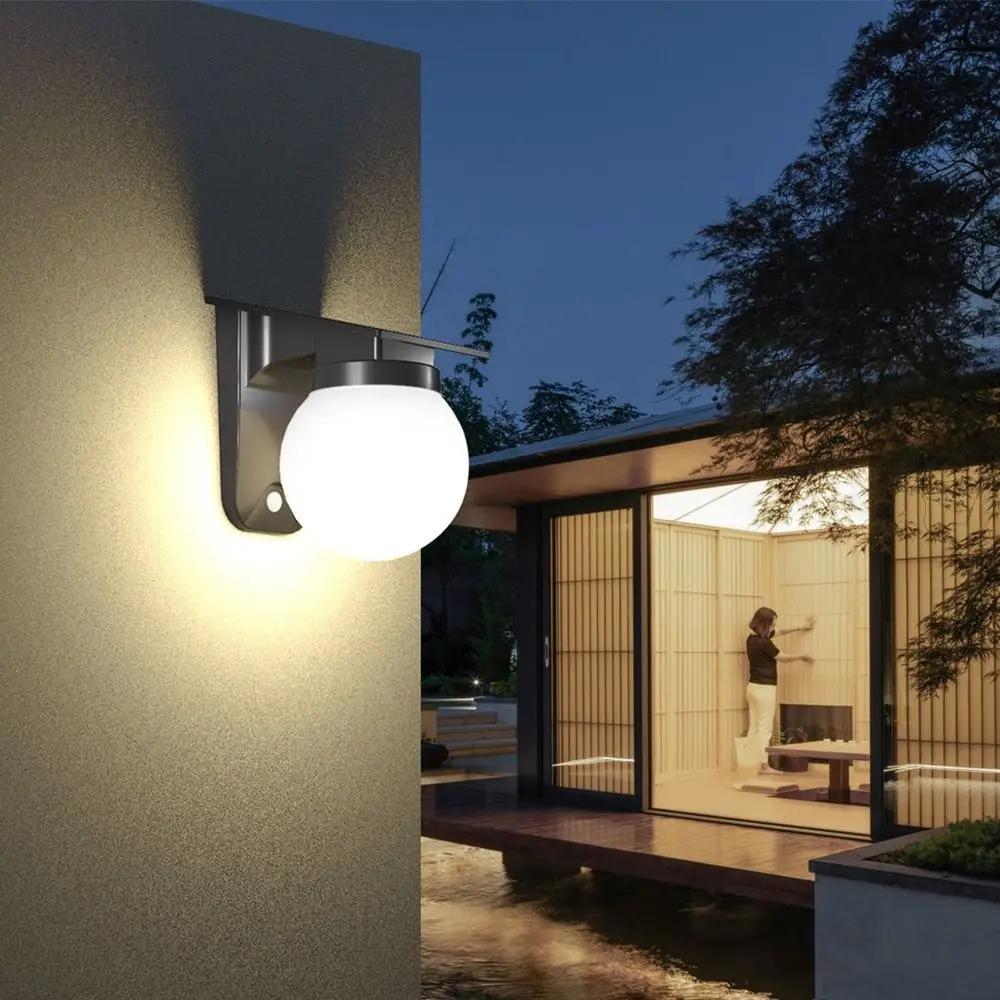 Auto on/Off Solar Wall Light IP65 Waterproof Sturdy Solar Induction Lamp Decorative Sphere Durable Solar Fence Lights Wall Decor
