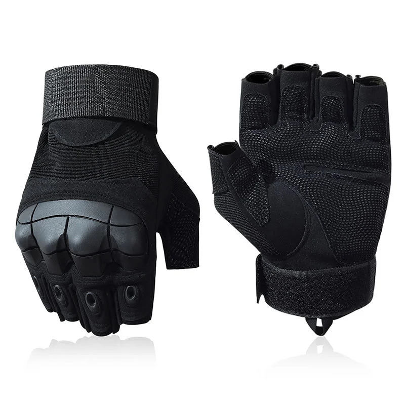 Outdoor Half Finger Cycling Biker Heavy Duty Protective Stylish Hand Gloves Anti-Slip .