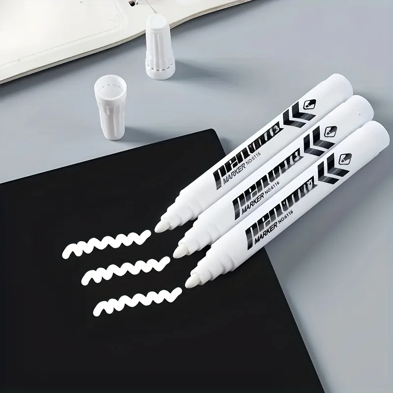 

12pcs White Markers - High-Quality Smudge-Proof Oil-Based Ink, Medium Tip for Multi-Surface Writing on Plastic, Glass, Metal