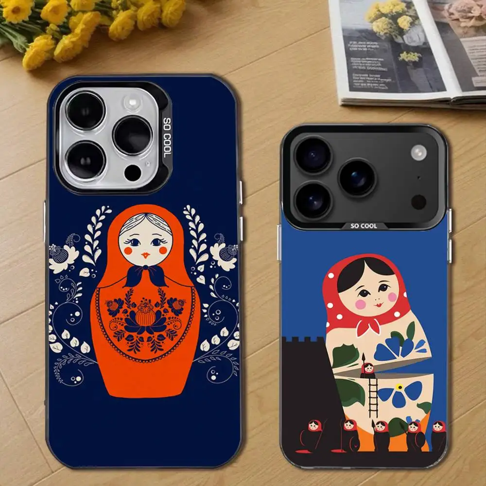 

R-Russian Dolls Matryoshka Phone Case For iPhone 17,16,15,14,13,12,11,Pro,Max,Plus,E,Air,Mini Black Tpu Cover