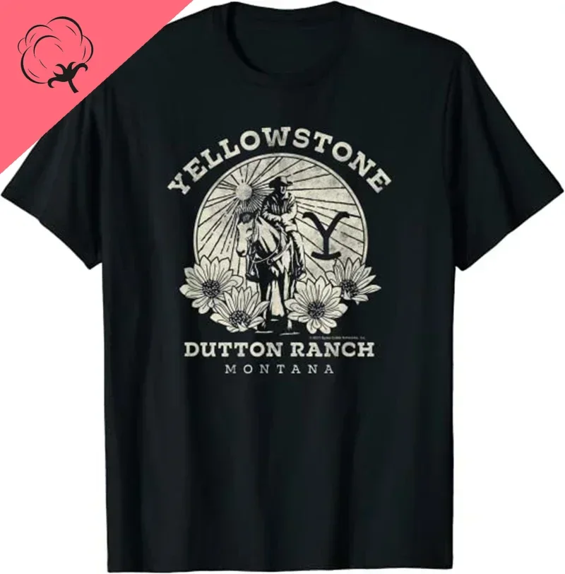 Yellowstone Dutton Ranch T Shirt Men Solo Horseback Rider Logo V1 T-Shirt Graphic T Shirts Women  Vintage Tshirt