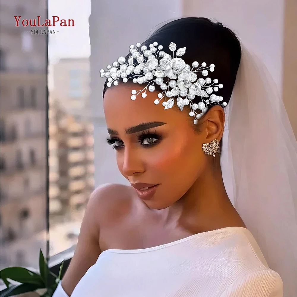 

TOPQUEEN Fashion Bridal Headwear Wedding Pearl Alloy Flower Hair Comb Headpiece Banquet Party Hair Ornaments Holiday Gift HP921