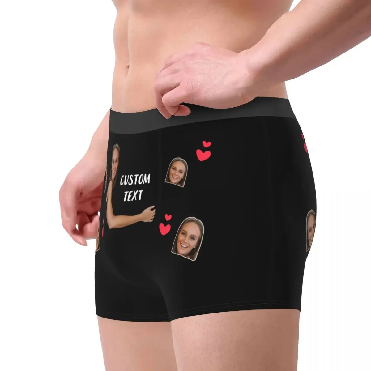 Custom Personalized Face Photo Men\'s Long Underwear Valentine\'s Day Gift Boxer Shorts Panties Breathable Underpants for Homme