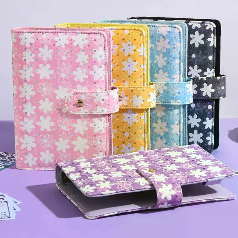 A6 눈송이 단추 PU 가죽 DIY 바인더 노트북 커버 일기 책 일정 커버 학교 문구