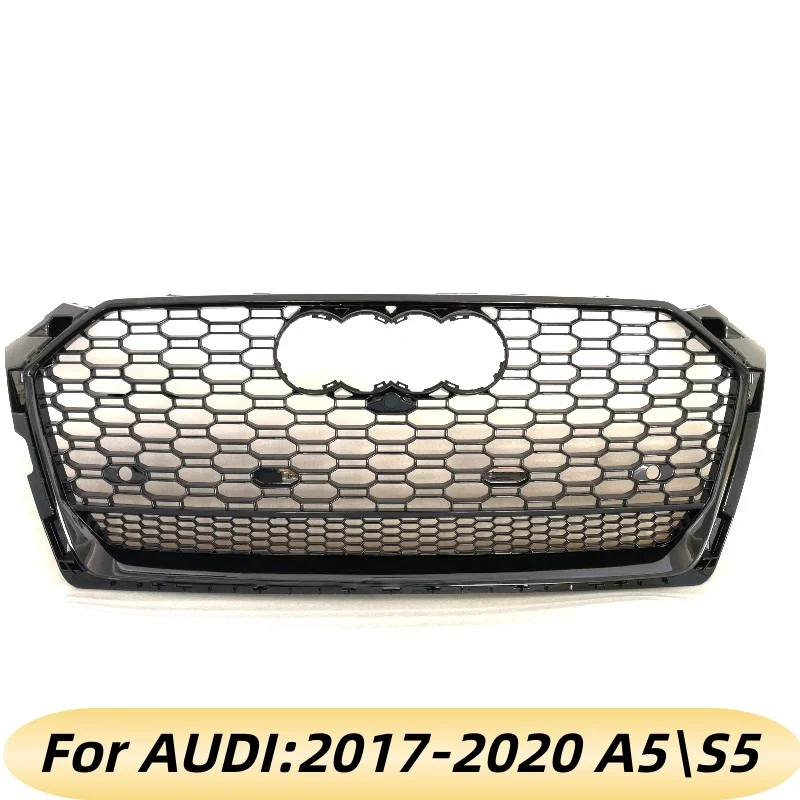 

Для Audi A5 Facelift/RS5 2017-2020: Черная решетка радиатора с сотовой структурой, передняя часть бампера, подходит для Quattro