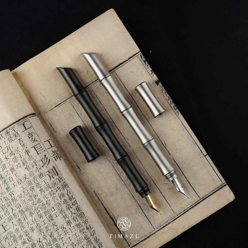 Balaoye Titanium Alloy Fountain Pen Schmidt Bamboo Knot Design Authentic Stationery F/M 0.5/0.7 Collection Calligraphy Pen Gifts
