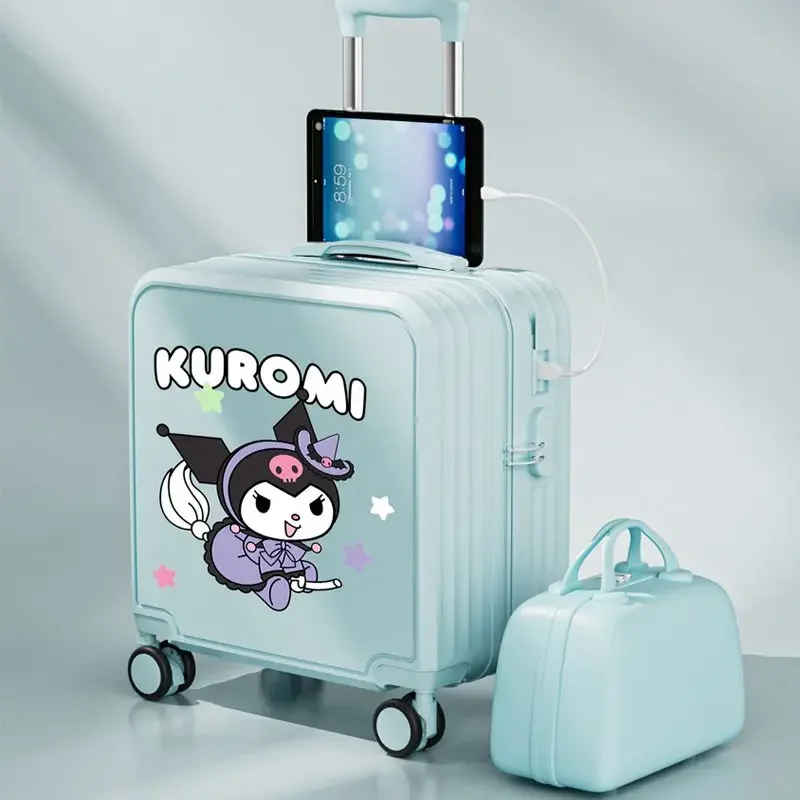 Kawaii  Anime Ins Fashion Sanrio Luggage Boarding Case Cute Kuromi Cinnamoroll Children Trolley Password Travel Box Gifts Kids