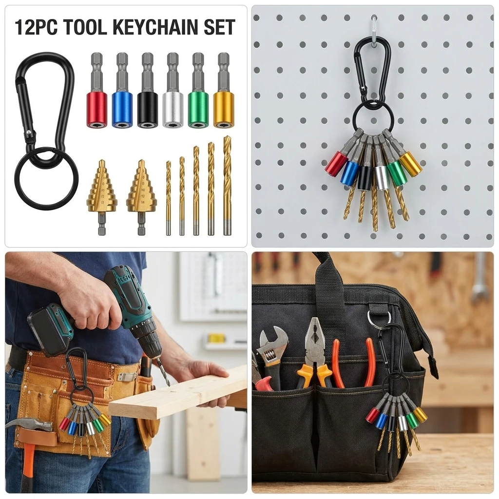 12pcs Screwdriver Bits Holder 1/4 Inch Hex Shank Aluminum Alloy Lightweight Quick-Change Extension Bar Upgrade Push to Unlock