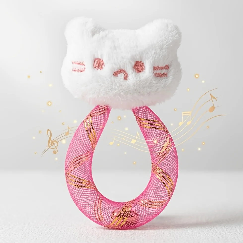 Cute Little Cat Net Manager Bell Cat Toy Little White Cat Teasing Stick Chew-Resistant Boredom Relief Pet Self-Entertainment