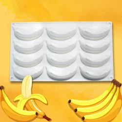 12 Cavity 3D Banana Silicone Mold for Baking Chocolate Mousse Cake Ice Cream Dessert Pastry Mould Decorating Tools