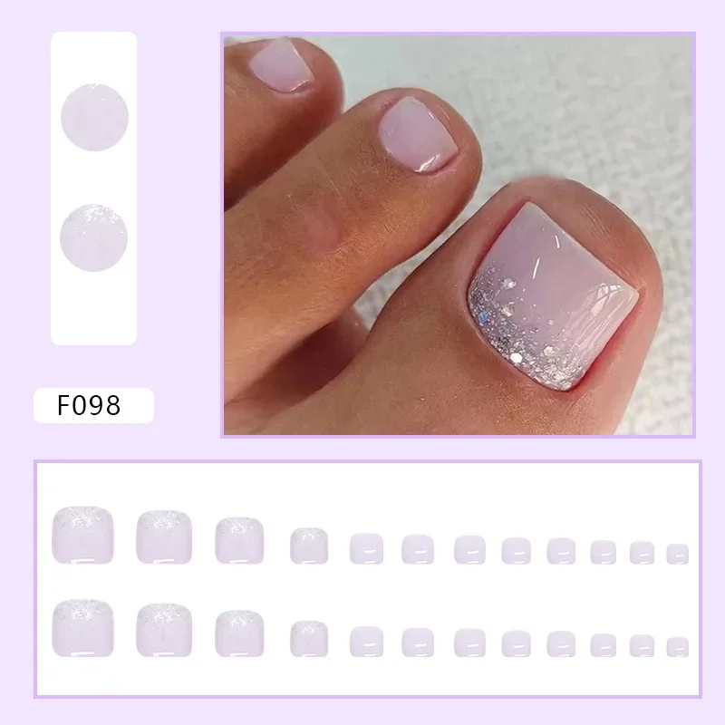 24Pcs Nude Color Press on Toenails Full Cover Solid Color Fake Toe Nails Short Square False Nail for Women Feet Decor view 2