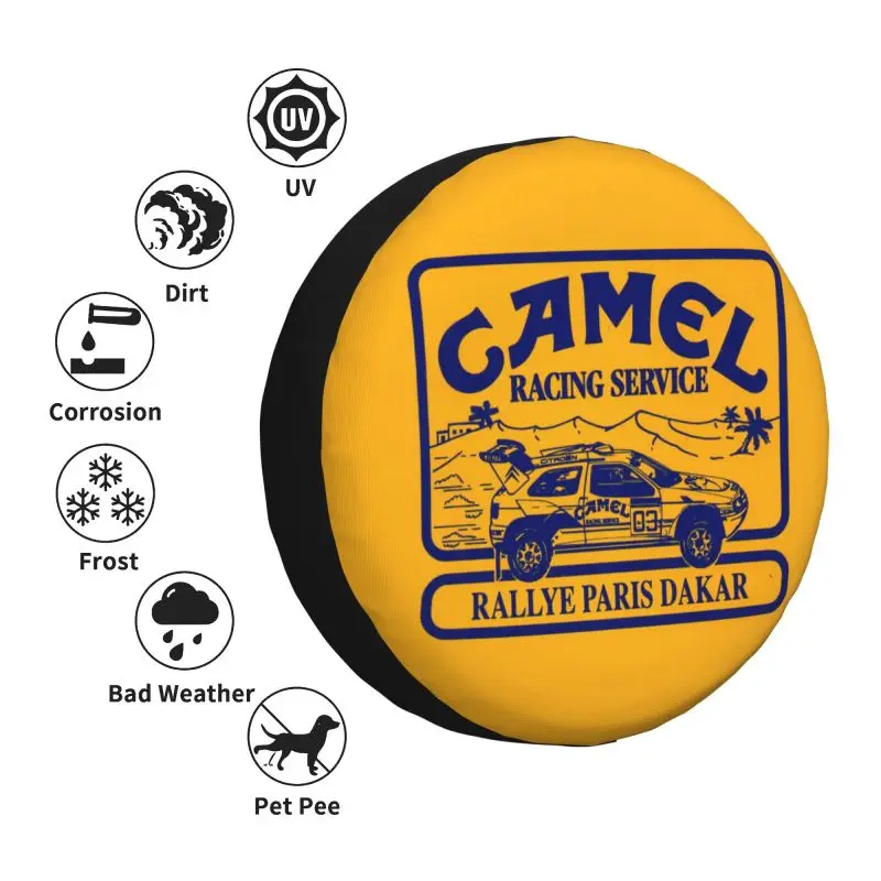 Camel Trophy Defender 110 Spare Tire Cover for Jeep Mitsubishi Moto Yellow 4WD 4x4 RV Car Wheel Protectors 14\