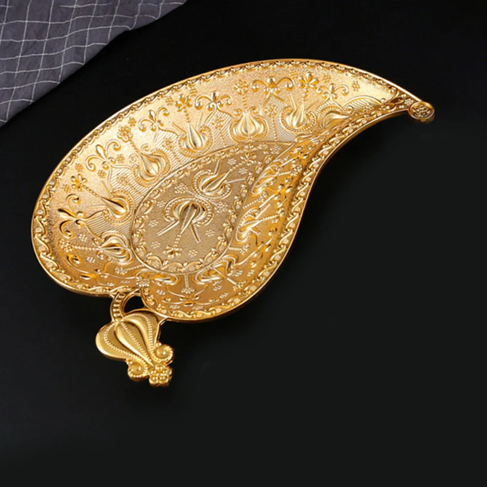 

Snack Tray Crown Embossed Zinc Alloy Decorative Fruit Serving Plate Large Capacity Food Candy Dessert Display Tray for Party