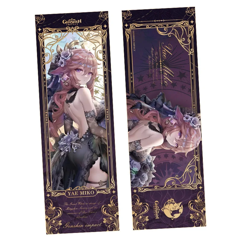 Genshin Impact Bookmark Cosplay Bookmark Gliter Double Sided Yae Miko Ganyu Kirara Nahida Nilou Ayaka Raiden Shogun Collection