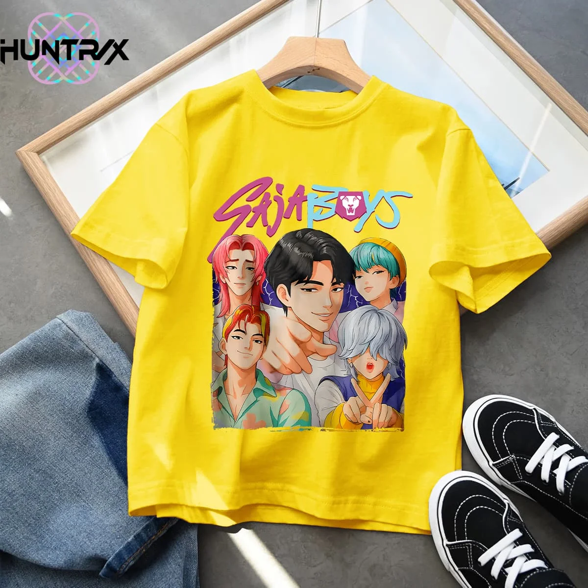 Kp Op  Hunte Rs Cartoon Tee Shirt Harajuku Cool Kids T-shirts Cotton Summer Tops Saja Boys Outfits Gift Baby Girl Boy Clothes