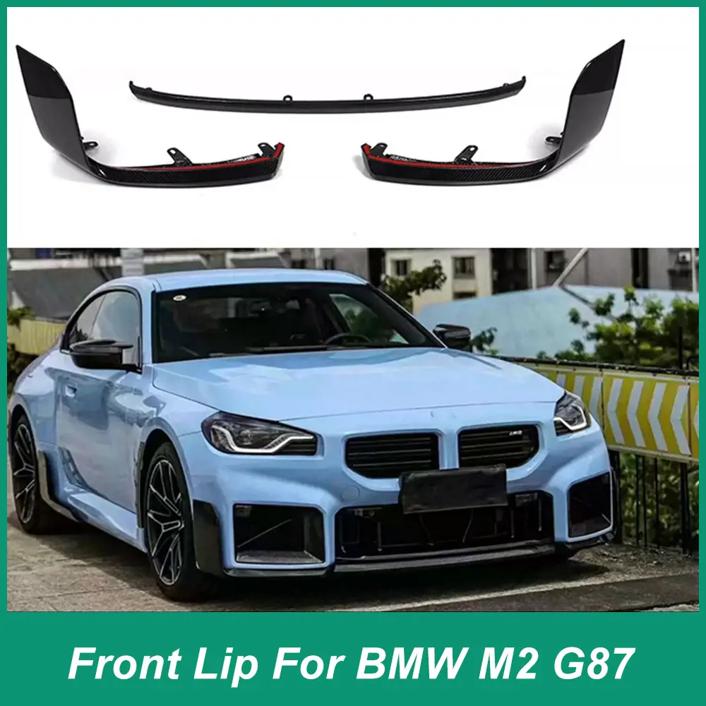 For BMW M2 G87 Coupe MP Style Racing Car 2023 Dry Carbon Fiber Front Bumper Iip Chin Diffuser Spoiler Splitter Parts Body Kit Se