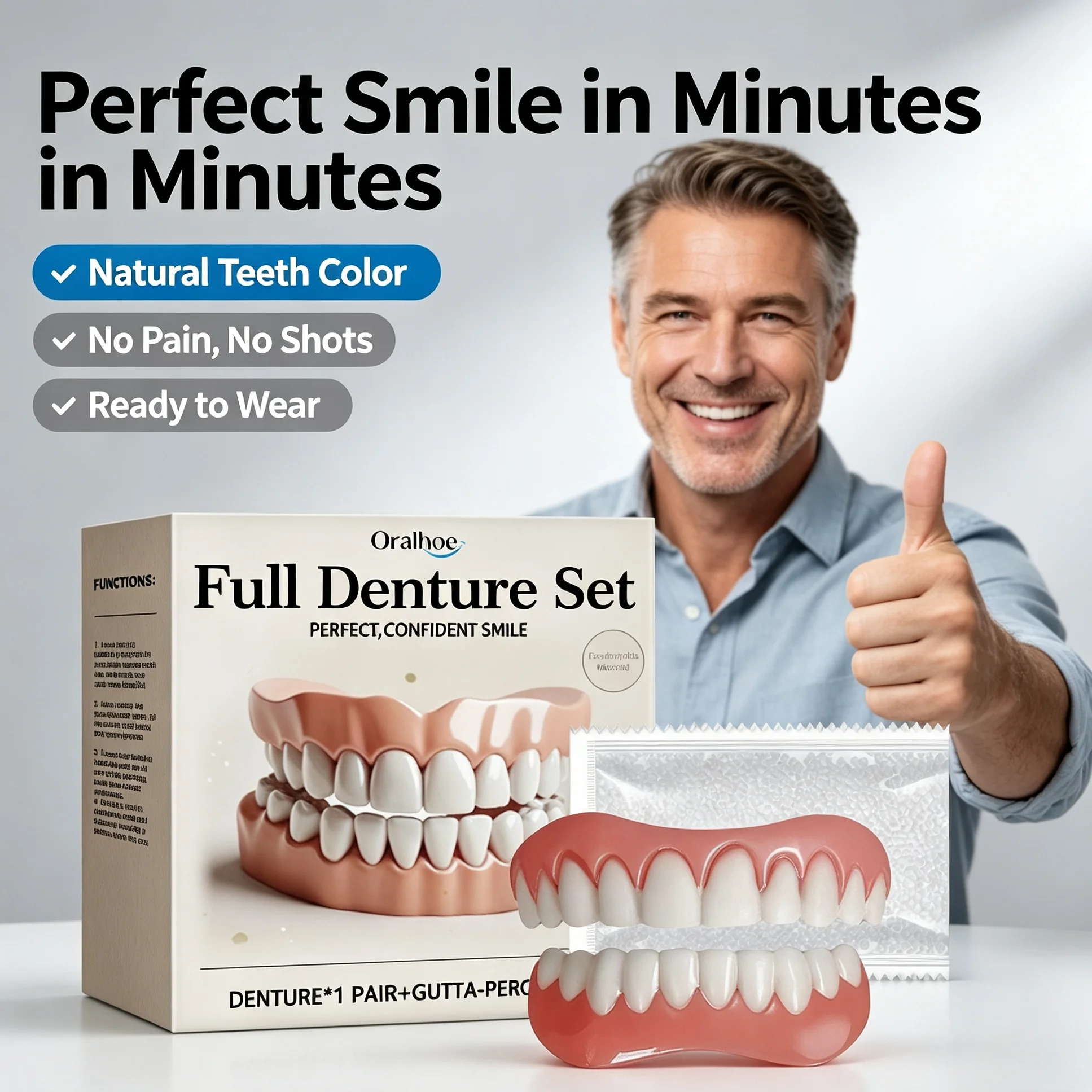 Temporary Cosmetic Teeth Cover Snap‑on Veneers Realistic Fake Teeth For Photo Shooting Daily Beauty Smile Decor