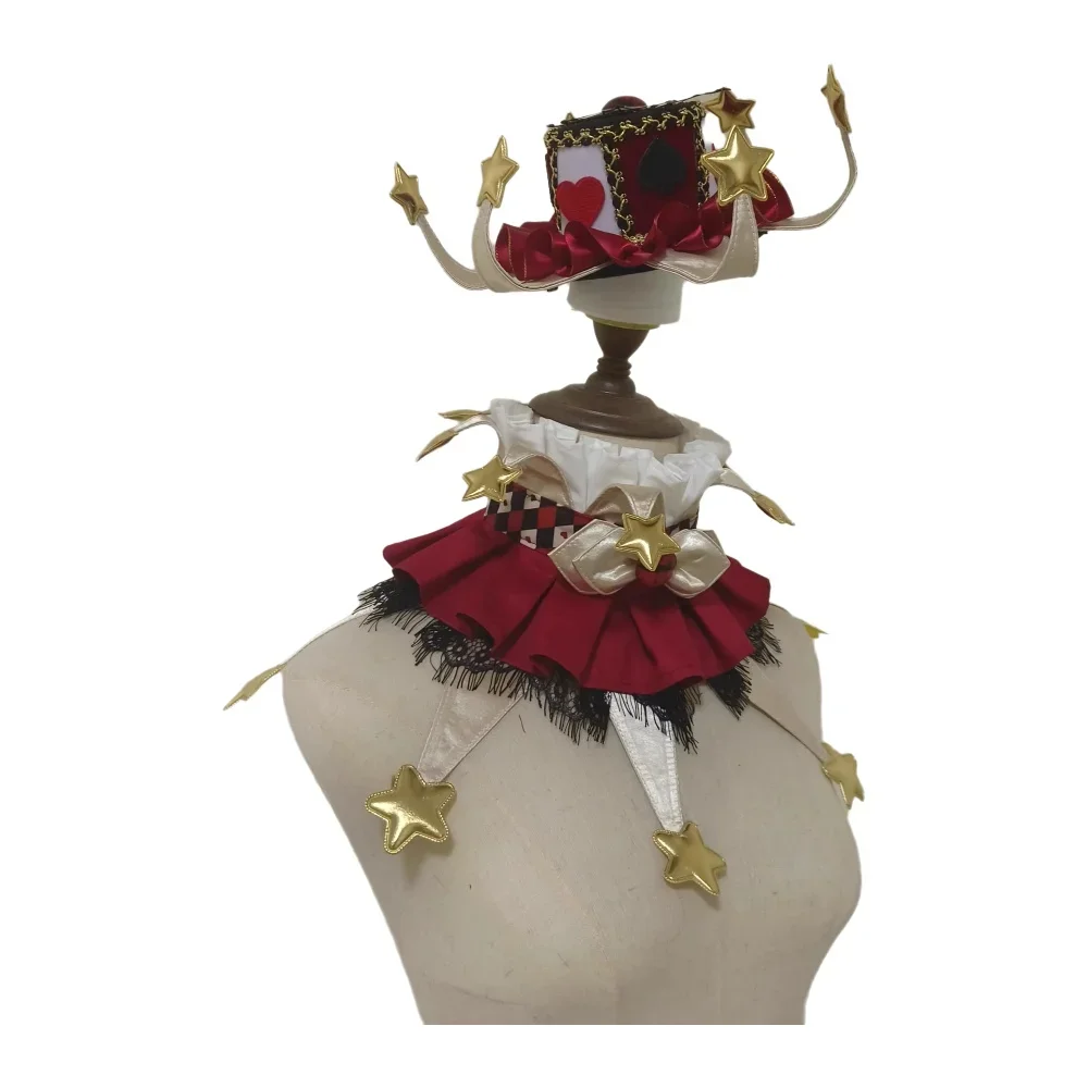 

Halloween costume theatrical clown hat handmade clown neck accessory set for dark and absurd party accessory.