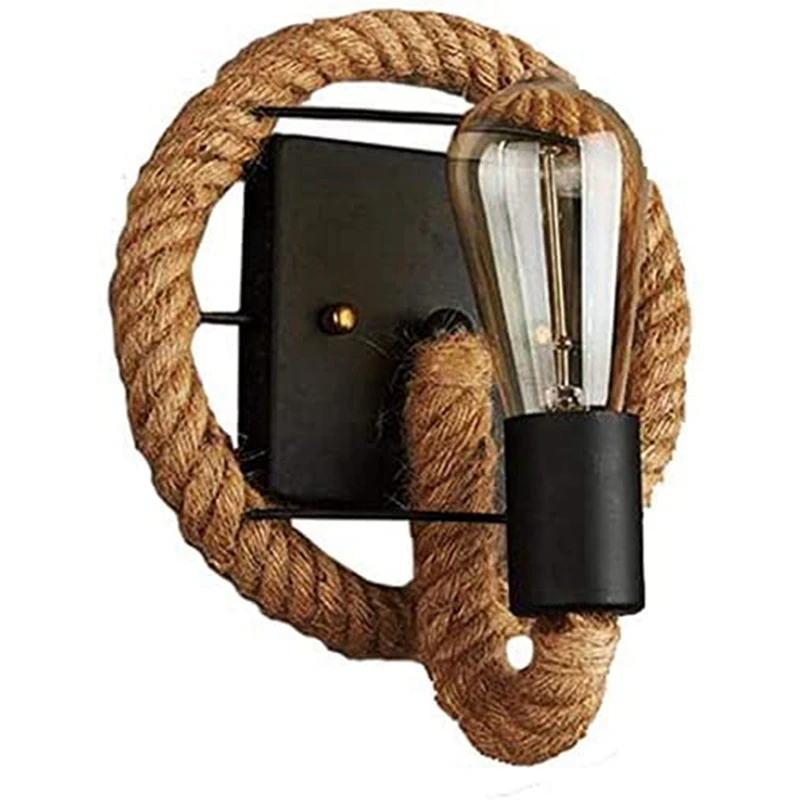 

【Hot Cake】Vintage Wall Lamp American Rope Industrial Lamp Personality Bar Iron Wall Lamp Loft Aisles Wall Lights(No Light Source