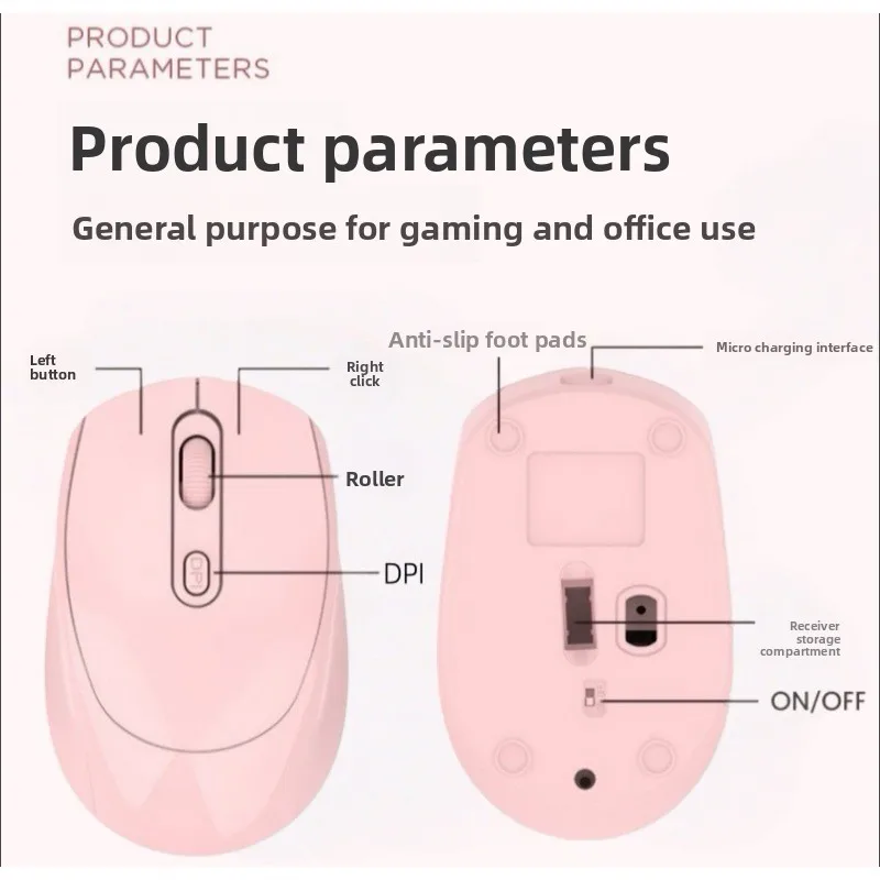Ergonomic Wireless Bluetooth Office Mouse Silent Rechargeable for Laptop Computer Human Factors Design Mouse