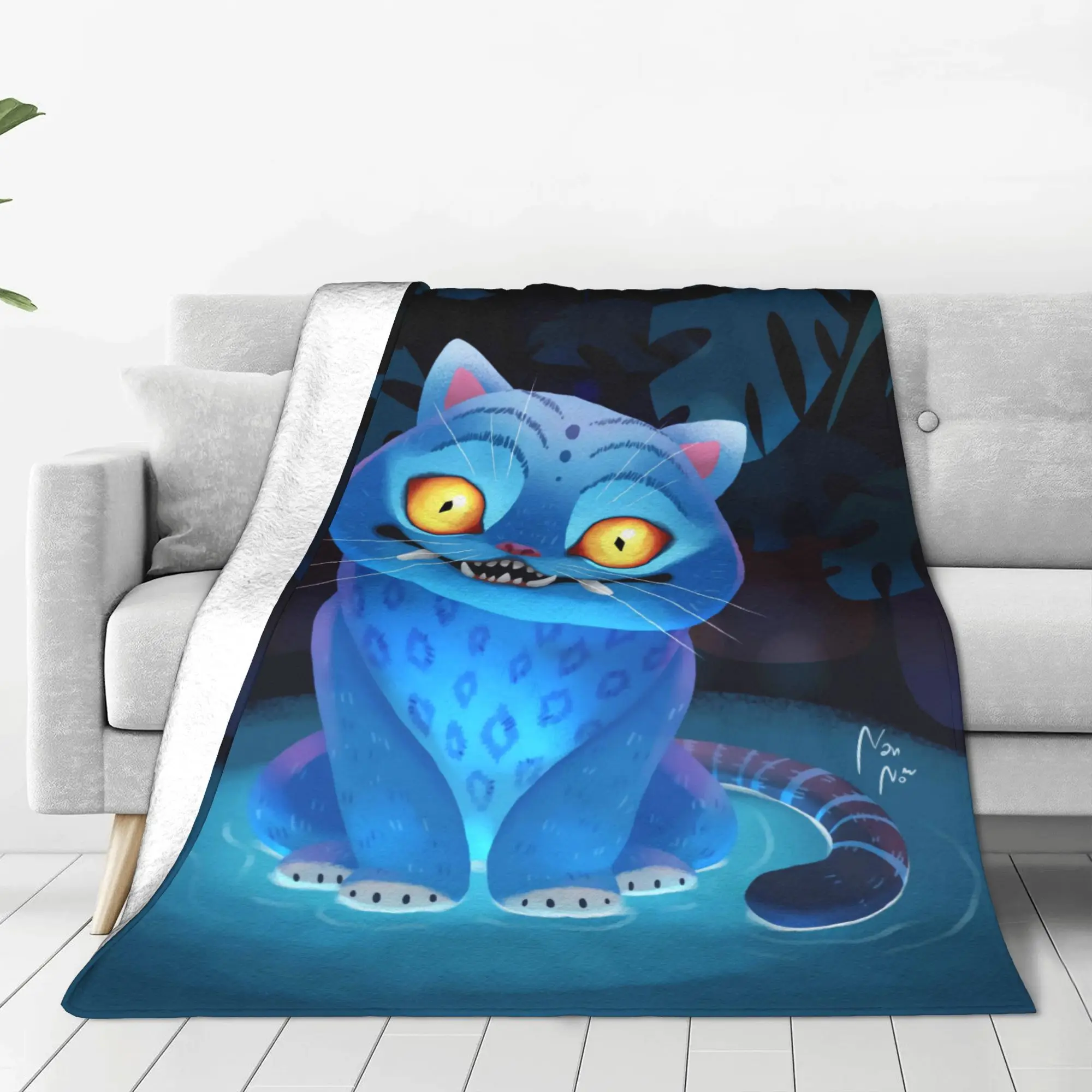 

Derpy Tiger Warm Soft Blanket Kpop Demon Hunters Students Plush Throw Blanket Print Couch Chair Flannel Bedspread Sofa Bed Cover