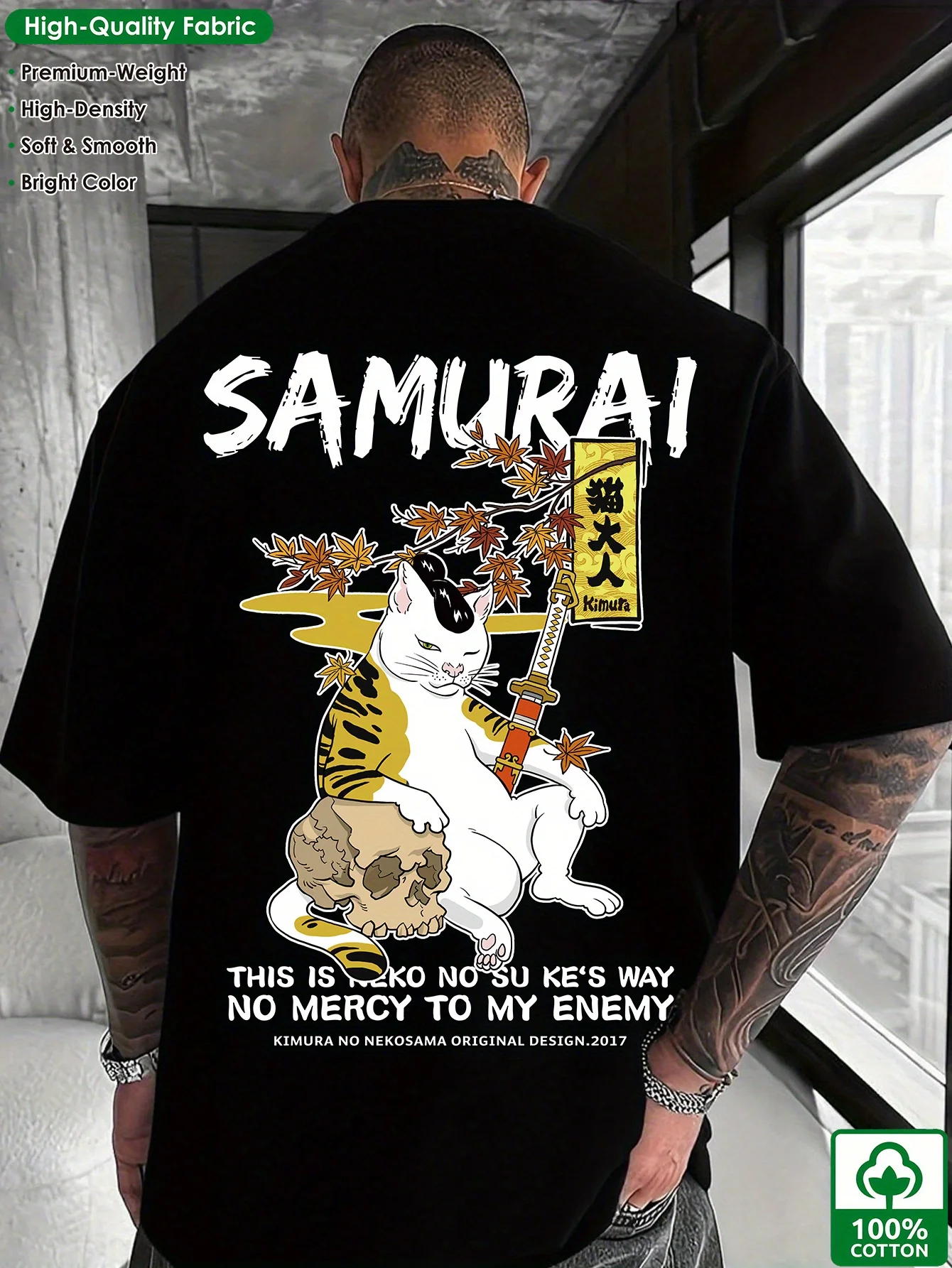 Sommer Herren Japanisches Straßenmuster Bedrucktes T-Shirt 100% Baumwolle Retro Lässig Erwachsenen Kurzarm Rundhals Atmungsaktiv Locker Sitzend