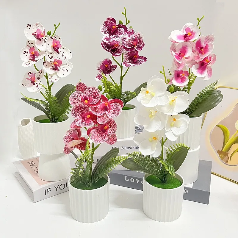 Vertikaler Blumentopf mit 5 Schmetterlingsorchideen, Topfpflanze für Hochzeitsfotografie, Set-Design, Desktop-Simulation, Grünpflanzen-Dekoration