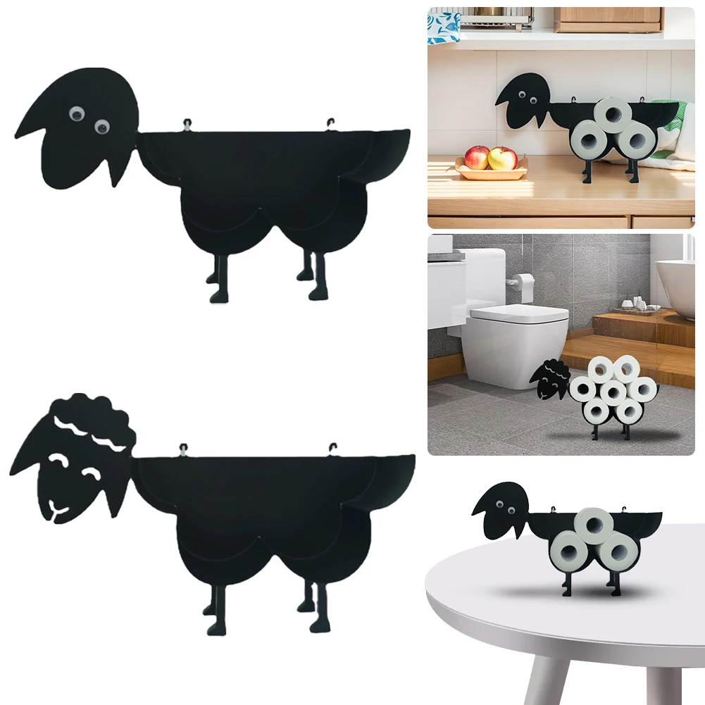 

Metal Sheep Toilet Paper Roll Holder Wall Mounted Free Standing Toilet Roll Holder Hold Up To 7 Rolls Tissue Paper Storage Stand