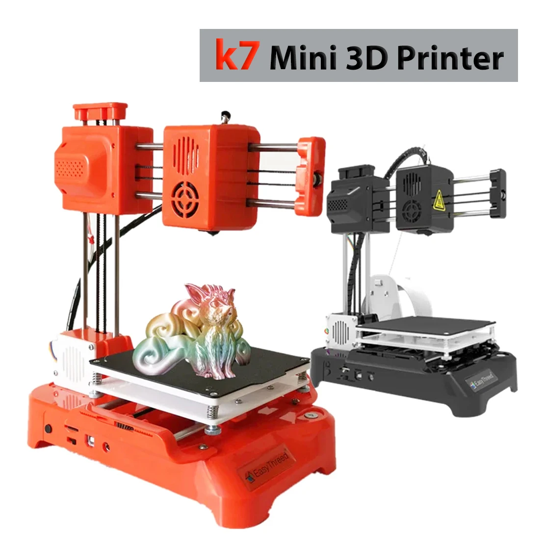 K7 Supper Mini Desktop Small 3D Printer 10*10*10cm No Heated Bed One-Key Printing with TF Card 3D Printe Machine Gift EasyThreed