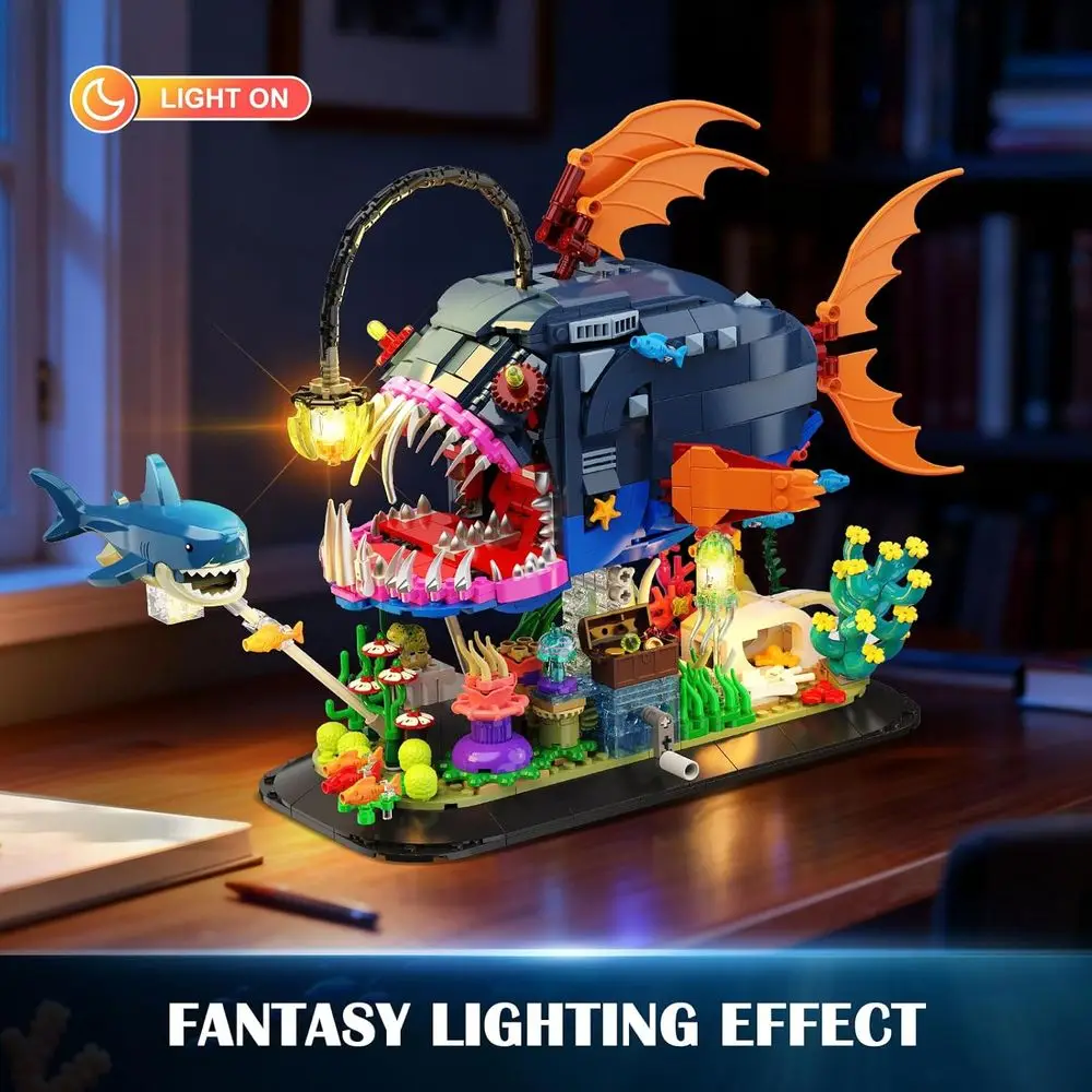 Beleuchtetes Anglerfish-LED-Bausatz: 1139-teiliges Ocean Life-Set für Kinder ab 12 Jahren