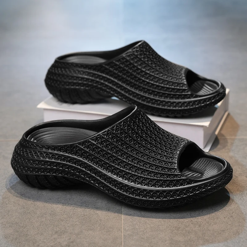 Summer Breathable Lightweight Men's Clogs with Ventilation Holes Anti Slip Outdoor Slip on Sandals Half Cover Casual Work Shoes